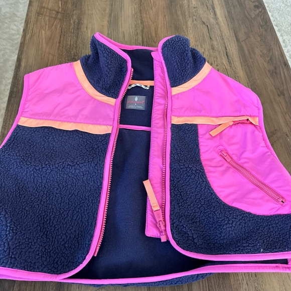 Free People Jackets & Blazers - Free People Movement Fleece Vest Pink Navy Colorblock Women’s Small
